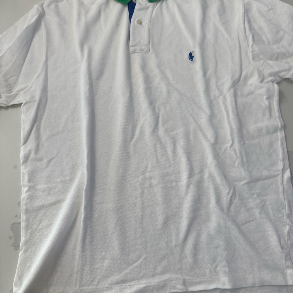 Polo by Ralph Lauren White Polo Shirt with Blue Logo
